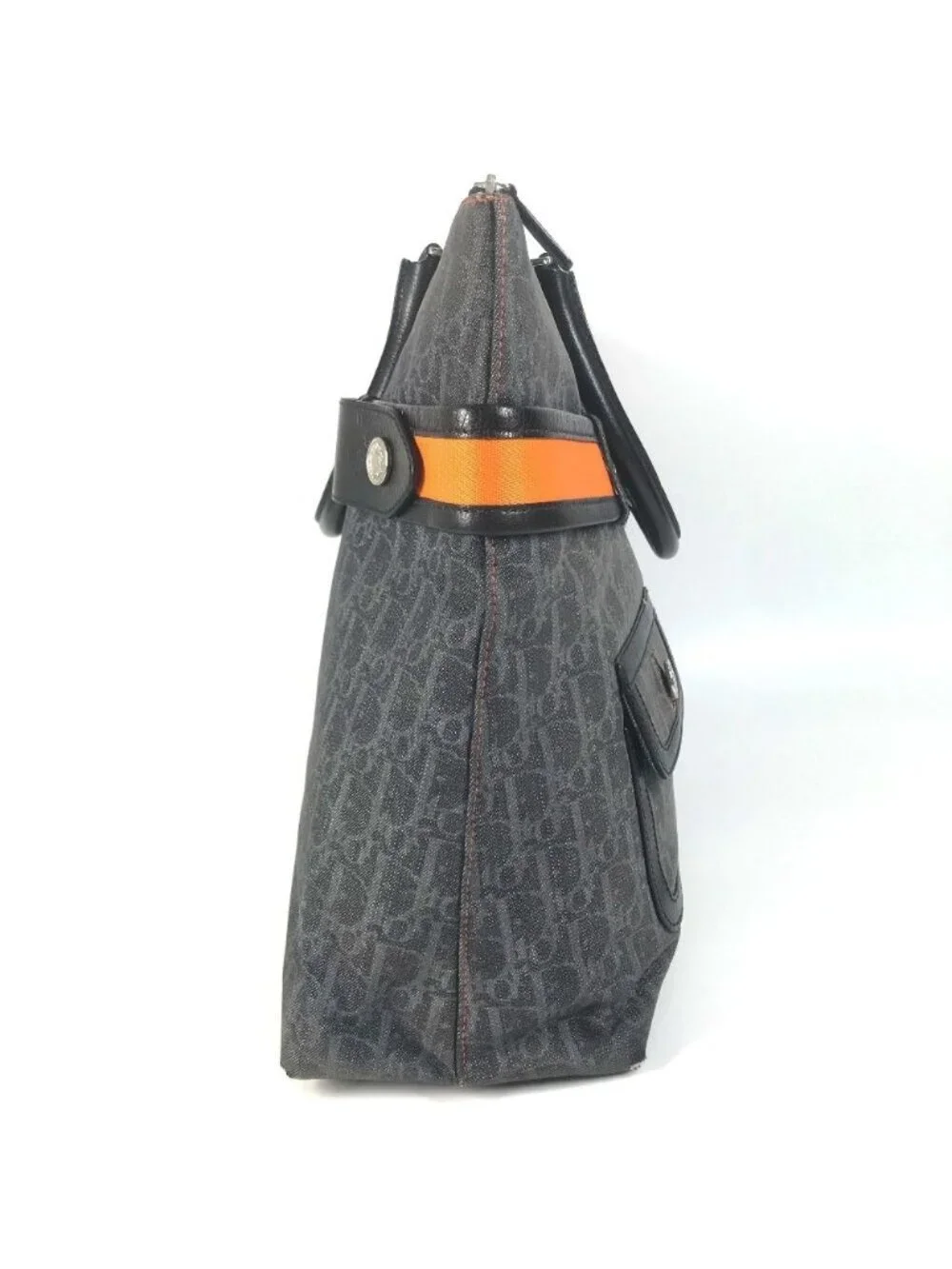 Dior Handbag Trotter Logo Denim Leather Blue